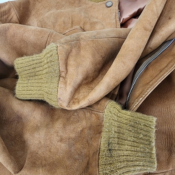 Vintage Cresco Leather Tan Bomber Jacket Size 46 - Picture 3 of 16